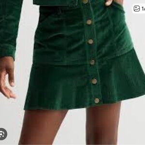 Draper‎ James NWT Green Corduroy Mini Flare Skirt with Pockets Size 10